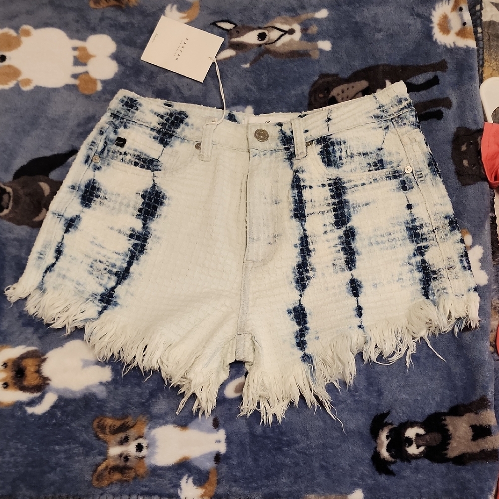 Frayed Denim Tie-Dye Shorts